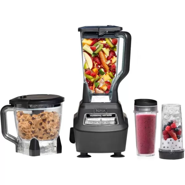 Ninja Blender Kitchen System forSmoothie Frozen Extract Chop ampamp Dough Pitcher 8cup Food Processor Bowl Smoothie Cup Ninja Total Crushing 1200 Watt BPA Free Dark Grey BR601AMZPitcherBowl2 16oz Cups