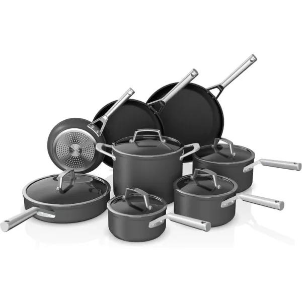 Ninja C39600 Foodi NeverStick Premium HardAnodized 13Piece Cookware Set Guaranteed to Never Stick Nonstick Durable Oven Safe to 500F Grey