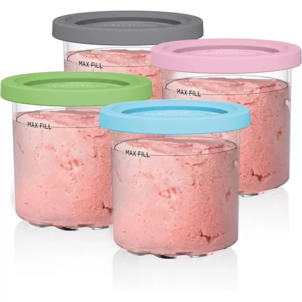 Ninja CREAMi Pints Compatible with NC299AMZ ampamp NC300s Series CREAMi Ice Cream Makers BPAFree ampamp Dishwasher Safe Color Lids 1 Pint Each ClearLimeAqua XSKPLID2CD 2 count Pack of 14 Pack