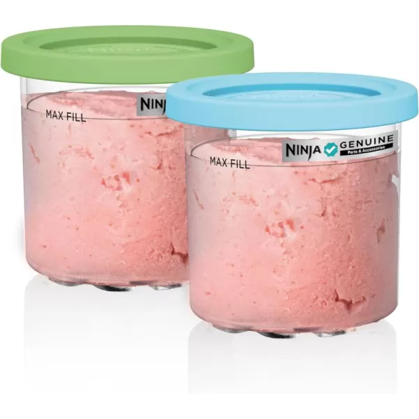 Ninja CREAMi Pints Compatible with NC299AMZ ampamp NC300s Series CREAMi Ice Cream Makers BPAFree ampamp Dishwasher Safe Color Lids 1 Pint Each ClearLimeAqua XSKPLID2CD 2 count Pack of 12 Pack