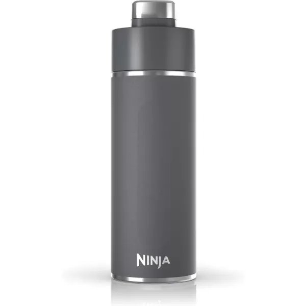 Ninja DW2401BK Thirsti 24oz Travel Water Bottle For Carbonated Sparkling Drinks Colder and Fizzier Longer Leak Proof 24 Hrs Cold Dishwasher Safe Stainless Steel Insulated Tumbler Onyx BlackGray