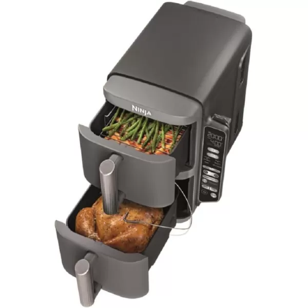 Ninja DoubleStack 2Basket Air Fryer DoubleStack Technology Cooks 4 Foods at Once Space Saving Design 8 QT 6in1 Smart Finish ampamp Match Cook Air Fry Broil Bake Easy Meals ampamp Clean Black SL20110 QT  Thermometer