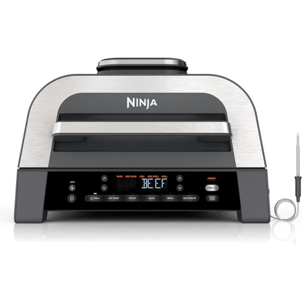 Ninja EG201 Foodi 6in1 Indoor Grill with Air Fry Roast Bake Broil ampamp Dehydrate 2nd Generation Dishwasher Safe BlackSilver6in1 With Thermometer