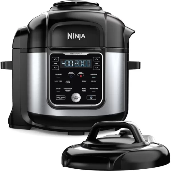 Ninja Foodi Air Fryer Pressure Cooker Combo 11in1 Pro 65 qt Pressure Cooker ampamp Air Fryer that Steams Slow Cooks and More with 46 qt Crisper Plate Broil Rack ampamp Recipe Book FD302 SilverBlack8 Quarts