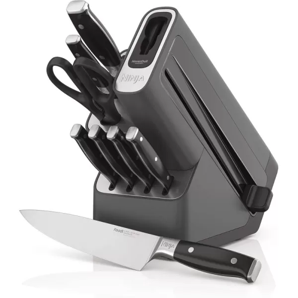 Ninja K32009 Foodi NeverDull Premium Knife System 9 Piece Knife Block Set with Builtin Sharpener German Stainless Steel Knives Black