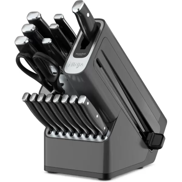 Ninja K32017 Foodi NeverDull Premium Knife System 17 Piece Knife Block Set with Builtin Sharpener German Stainless Steel Knives Black