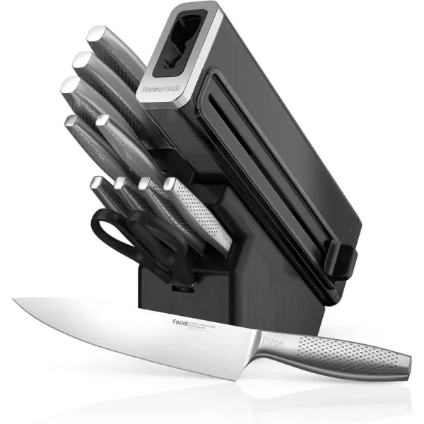 Ninja K62014 Foodi NeverDull Premium 14Piece German Stainless Steel Knife System with Builtin Sharpener Stainless SteelBlackBlack and Gray