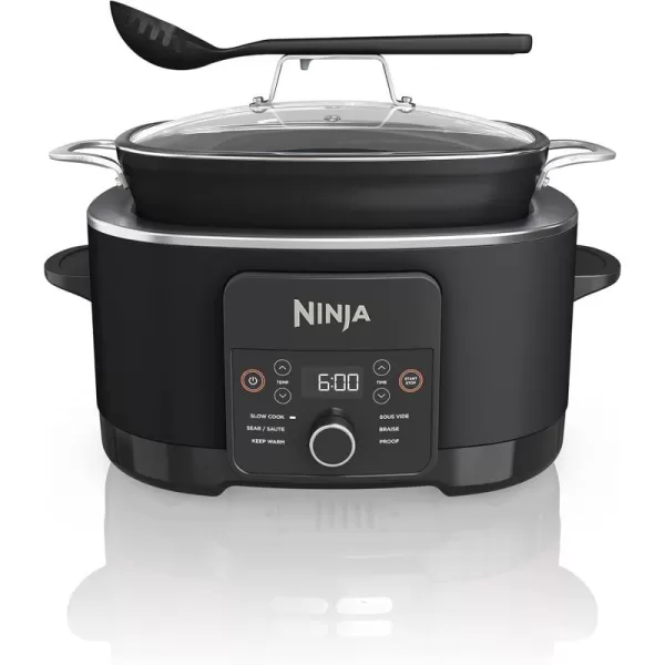 Ninja MC1001 Foodi PossibleCooker PRO 85 Quart MultiCooker with 8in1 Slow Cooker Dutch Oven Steamer Glass Lid Integrated Spoon Nonstick Oven Safe Pot to 500F Sea Salt GrayBlack