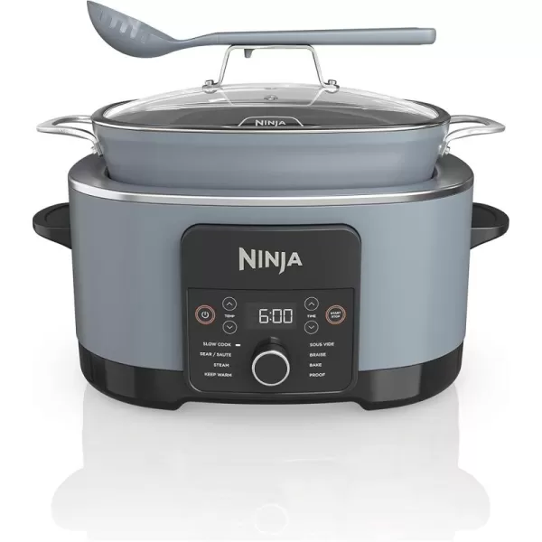 Ninja MC1001 Foodi PossibleCooker PRO 85 Quart MultiCooker with 8in1 Slow Cooker Dutch Oven Steamer Glass Lid Integrated Spoon Nonstick Oven Safe Pot to 500F Sea Salt GraySea Salt Gray