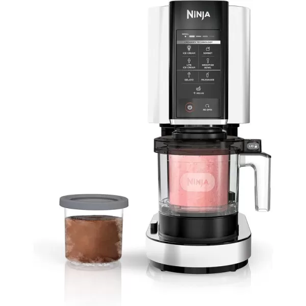 Ninja NC301 CREAMi Ice Cream Maker for Gelato Mixins Milkshakes Sorbet Smoothie Bowls ampamp More 7 OneTouch Programs with 2 Pint Containers ampamp Lids Compact Size Perfect for Kids Rose GoldWhite