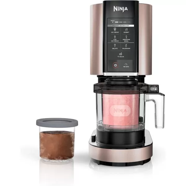 Ninja NC301 CREAMi Ice Cream Maker for Gelato Mixins Milkshakes Sorbet Smoothie Bowls ampamp More 7 OneTouch Programs with 2 Pint Containers ampamp Lids Compact Size Perfect for Kids Rose GoldRose Gold