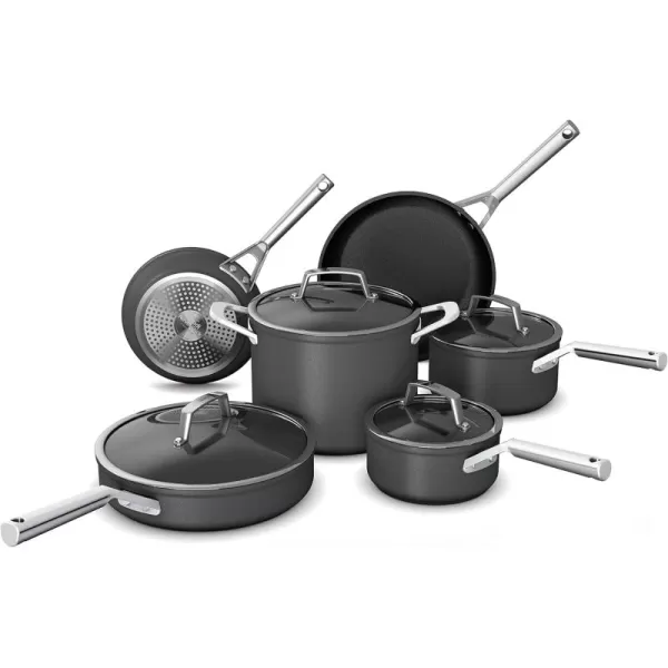 Ninja NeverStick Premium HardAnodized 10 Piece Pots ampamp Pans Set Nonstick Cookware Set Durable Oven Safe to 500F Slate Grey C39500