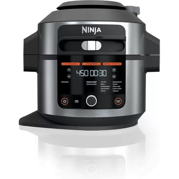 Ninja OL601 Foodi XL 8 Qt Pressure Cooker Steam Fryer with SmartLid 14in1 that Air Fries Bakes ampamp More with 3Layer Capacity 5 Qt Crisp Basket ampamp 45 Recipes SilverBlack65 Quarts