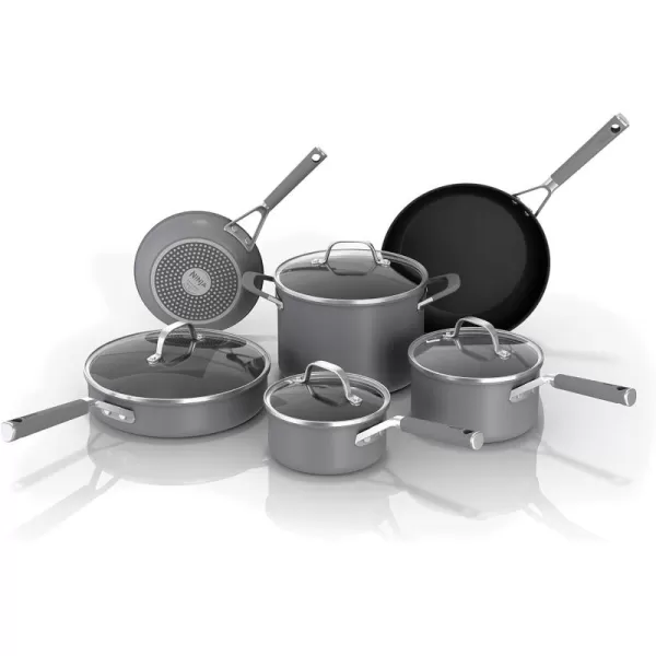 Ninja Pots and Pans Set Non Stick  Comfort Grip 10Piece Cookware Set with NeverStick  Frying Pan Sauce Pan With Lid Stock Pot with Lid Nonstick Dishwasher Safe Oven Safe to 400F CW6901010 Piece Set