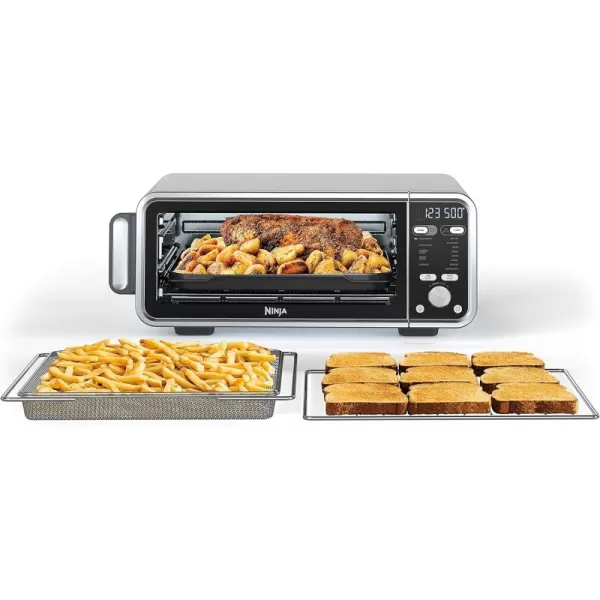 Ninja SP301 Dual Heat Air Fry Countertop 13in1 Oven with Extended Height XL Capacity Flip Up ampamp Away Capability for Storage Space with Air Fry Basket SearPlate Wire Rack ampamp Crumb Tray Silver13in1