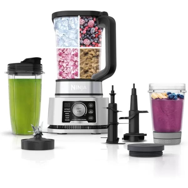 Ninja SS351 Foodi Power Blender ampamp Processor System 1400 WP Smoothie Bowl Maker ampamp Nutrient Extractor 6 Functions for Bowls Spreads Dough ampamp More smartTORQUE 72oz Pitcher ampamp ToGo Cups Silver