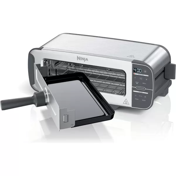 Ninja ST100 Foodi 2in1 Flip Toaster 2Slice Capacity Compact Toaster Oven Snack Maker 1500 Watts Stainless Steel4 Functions