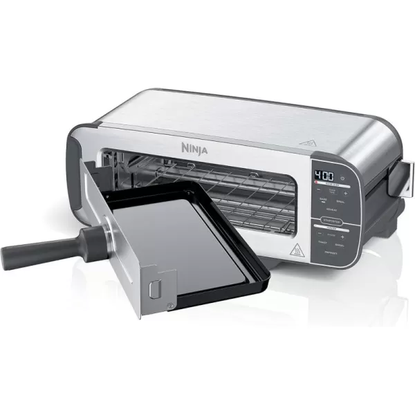 Ninja ST100 Foodi 2in1 Flip Toaster 2Slice Capacity Compact Toaster Oven Snack Maker 1500 Watts Stainless Steel6 Functions