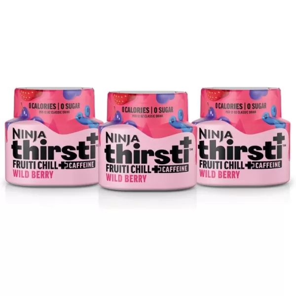 Ninja Thirsti Flavored Water Drops FRUITI CHILL Variety Pack Bold Fruit Flavor with Caffeine Sparkling or Still Calories Zero Sugar Makes 17 12oz drinks 3 Pack WCFV3Wild Berry