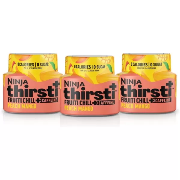 Ninja Thirsti Flavored Water Drops FRUITI CHILL Variety Pack Bold Fruit Flavor with Caffeine Sparkling or Still Calories Zero Sugar Makes 17 12oz drinks 3 Pack WCFV3Peach Mango