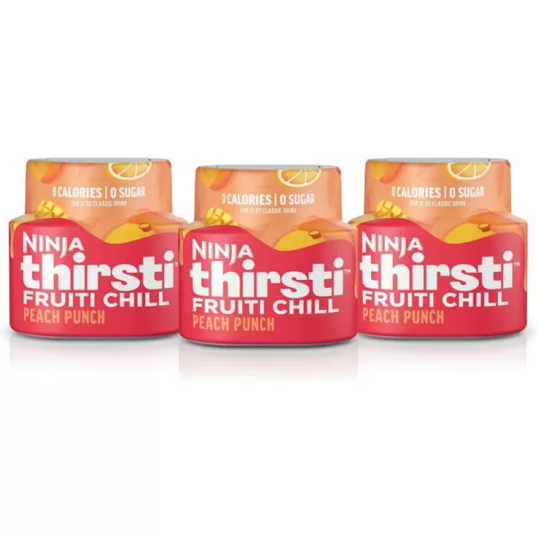 Ninja Thirsti Flavored Water Drops FRUITI CHILL Watermelon Lime Bold Fruit Flavor Sparkling or Still Zero Calories Zero Sugar Makes 17 12oz drinks 3 Pack WCFWTLIAMPeach Punch