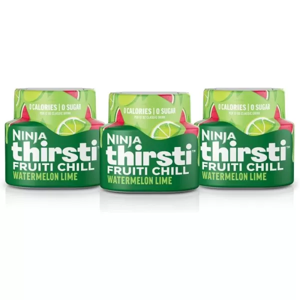 Ninja Thirsti Flavored Water Drops FRUITI CHILL Watermelon Lime Bold Fruit Flavor Sparkling or Still Zero Calories Zero Sugar Makes 17 12oz drinks 3 Pack WCFWTLIAMWatermelon Lime