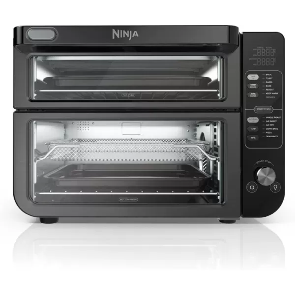 Ninja Toaster Oven Double Oven with FlexDoor FlavorSeal ampamp Smart Finish Rapid Top Oven Air Fry Bake Roast Toast Fry Pizza Convection Oven 13in1 Black DCT402BK13in1