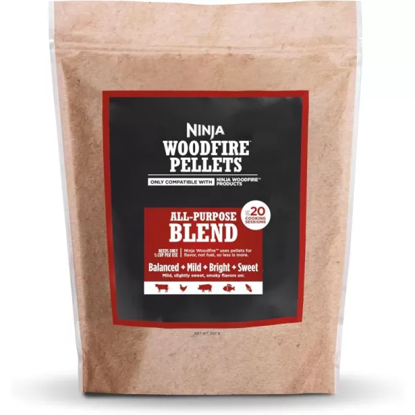 Ninja XSKOP2R Woodfire Pellets Robust Blend 2lb Bag Up to 20 Cooking Sessions 100 Real Wood Pellets Only Compatible with Ninja Woodfire Grills ampamp Ovens Robust BlendAllPurpose Blend