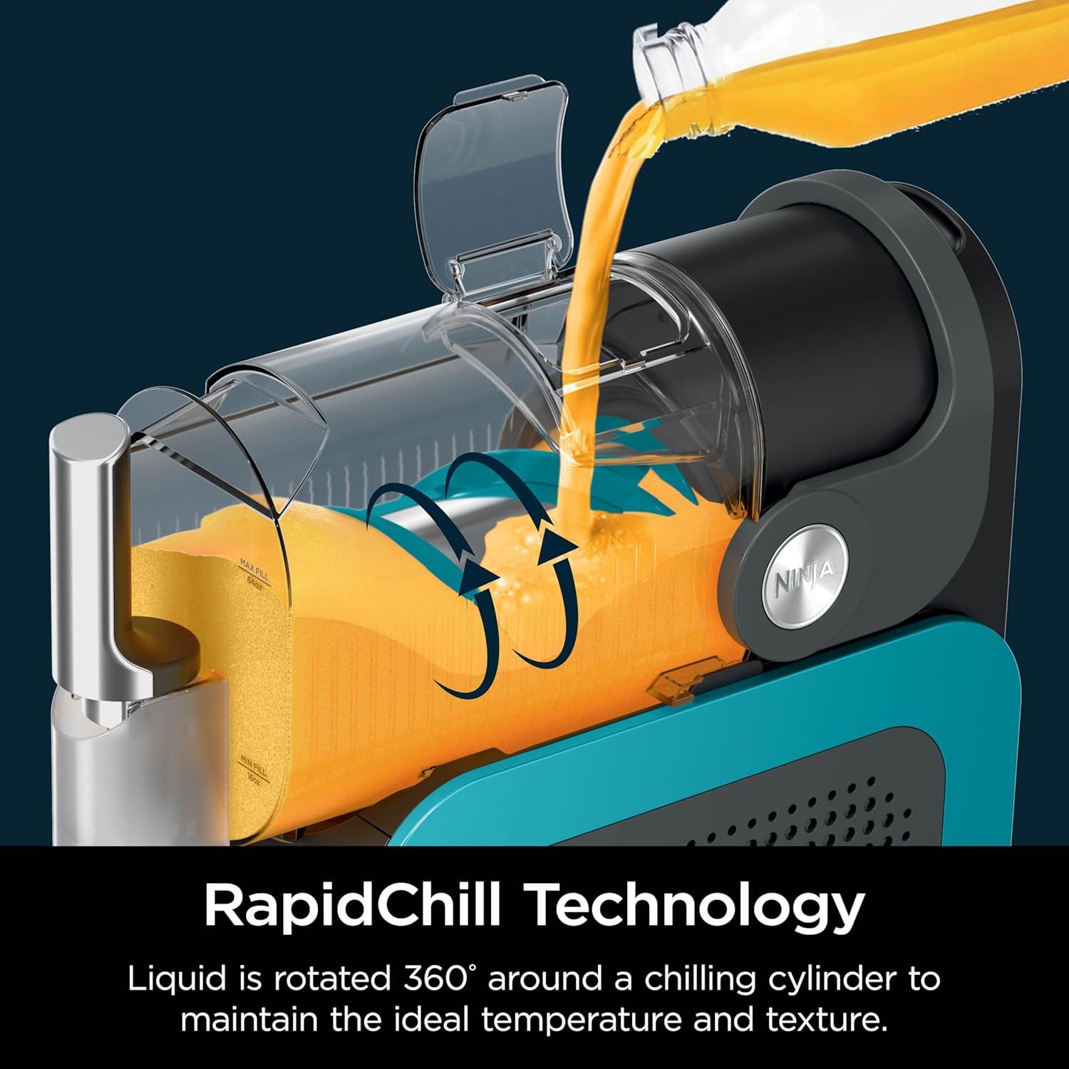 imageNinja SLUSHi Professional Frozen Drink Maker with RapidChill Technology 88 oz Frozen Drink ampamp Slushie Machine 2 Preset Programs Frozen Margaritas and More Premium Accents Teal FS299Teal