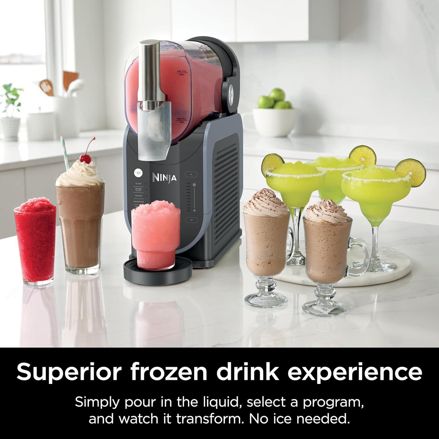 imageNinja SLUSHi Professional Frozen Drink Maker with RapidChill Technology 88 oz Frozen Drink ampamp Slushie Machine 2 Preset Programs Frozen Margaritas and More Premium Accents Teal FS299Black
