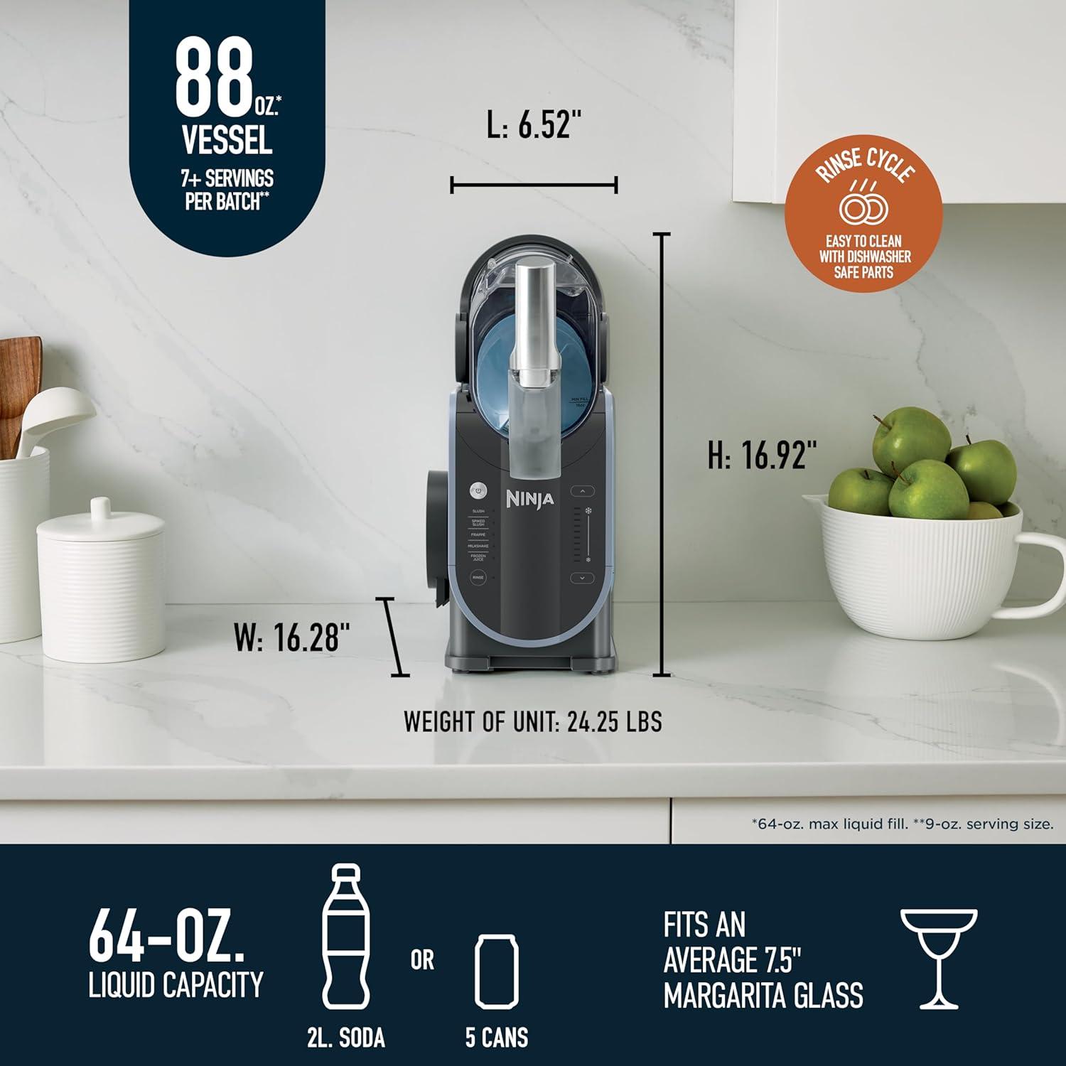 imageNinja SLUSHi Professional Frozen Drink Maker with RapidChill Technology 88 oz Frozen Drink ampamp Slushie Machine 2 Preset Programs Frozen Margaritas and More Premium Accents Teal FS299Black