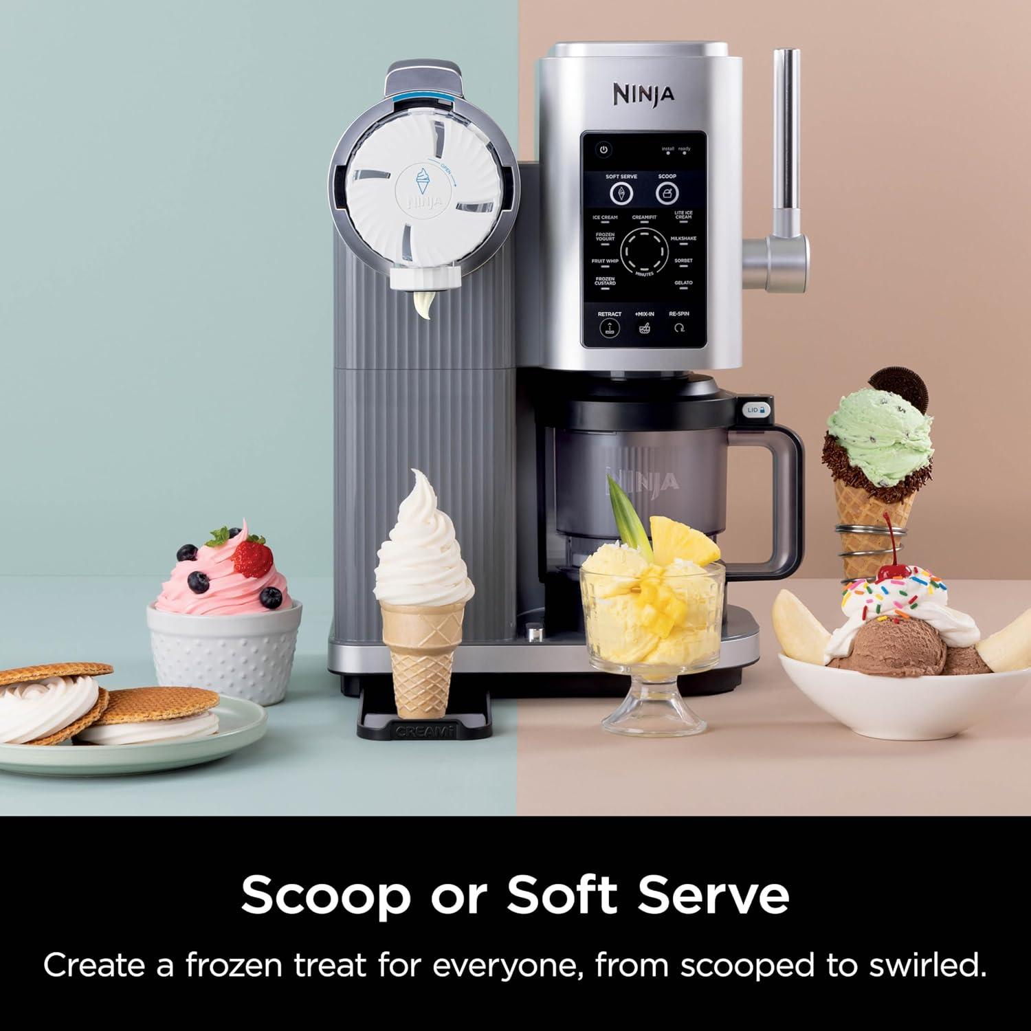 imageNinja Swirl by CREAMi Ice Cream and Soft Serve Maker Sorbet Milkshake Frozen Yogurt Low Calories Program ampamp More 13in1 Soft Serve Handle 2 CREAMi Swirl 16oz Pints For Kids ampamp ALL ages NC701