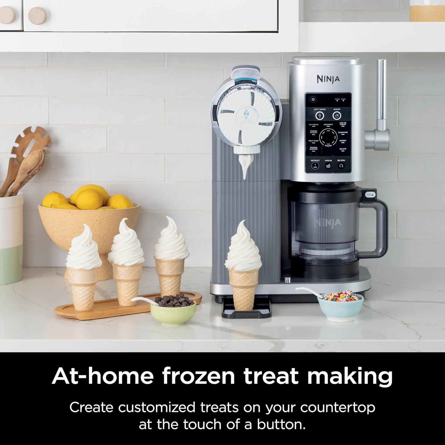 imageNinja Swirl by CREAMi Ice Cream and Soft Serve Maker Sorbet Milkshake Frozen Yogurt Low Calories Program ampamp More 13in1 Soft Serve Handle 2 CREAMi Swirl 16oz Pints For Kids ampamp ALL ages NC701