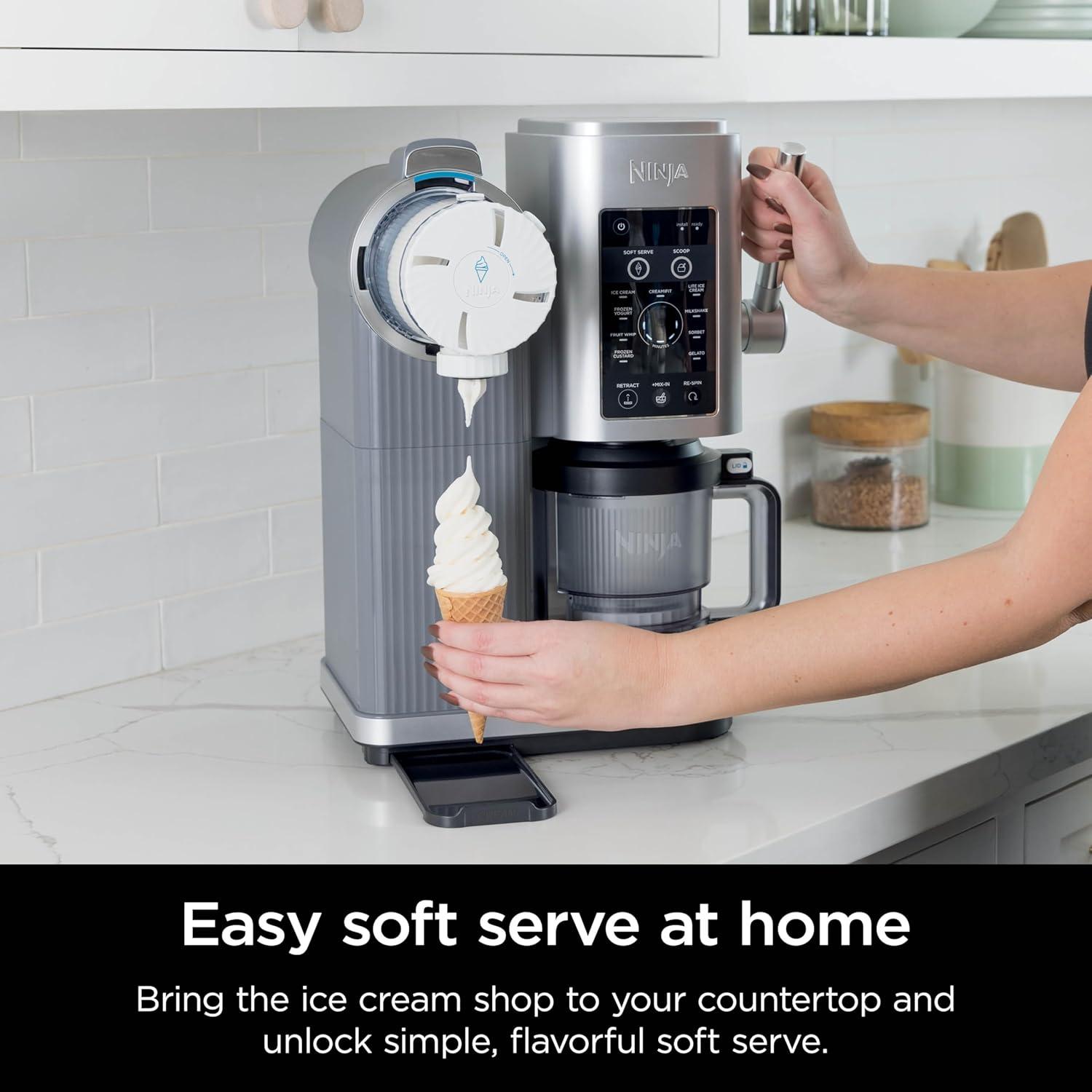 imageNinja Swirl by CREAMi Ice Cream and Soft Serve Maker Sorbet Milkshake Frozen Yogurt Low Calories Program ampamp More 13in1 Soft Serve Handle 2 CREAMi Swirl 16oz Pints For Kids ampamp ALL ages NC701