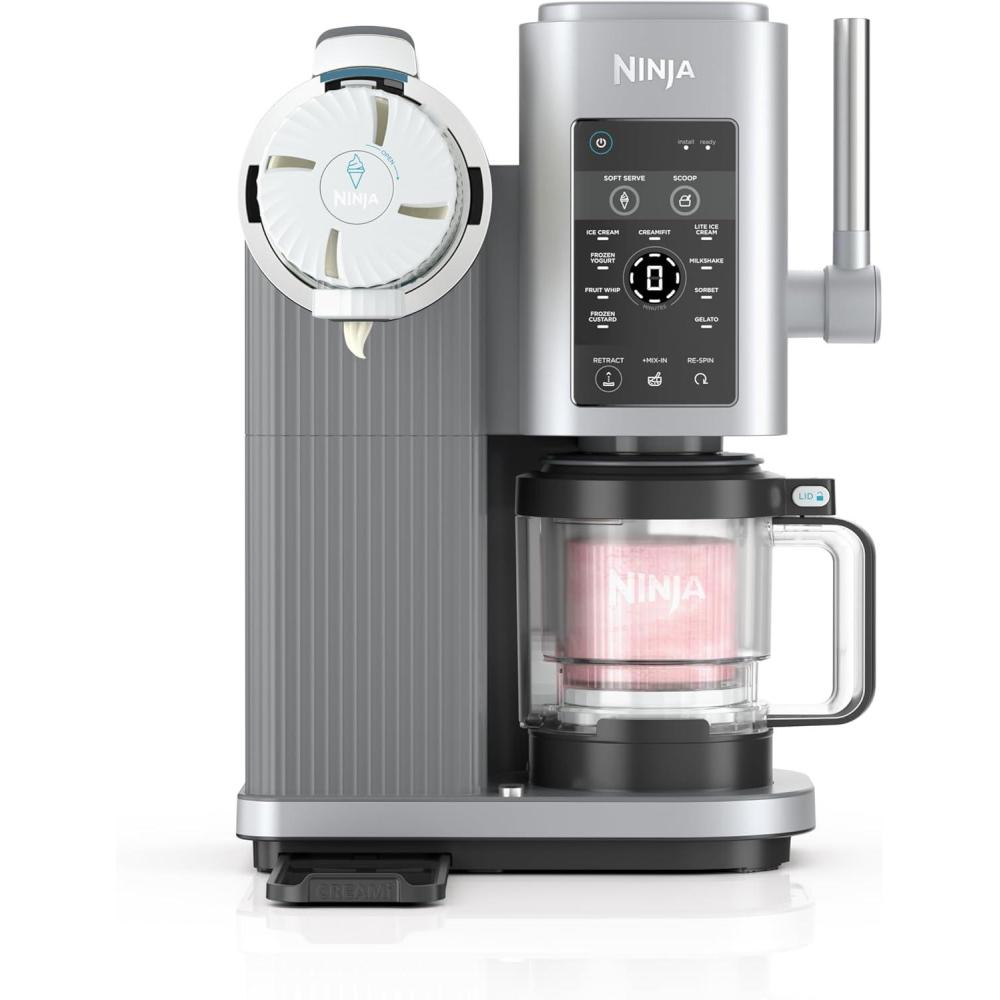 imageNinja Swirl by CREAMi Ice Cream and Soft Serve Maker Sorbet Milkshake Frozen Yogurt Low Calories Program ampamp More 13in1 Soft Serve Handle 2 CREAMi Swirl 16oz Pints For Kids ampamp ALL ages NC701