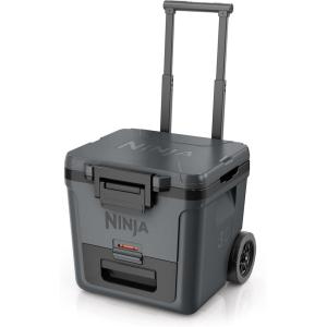 imageNinja  Cooler  FrostVault 65QT Cooler with Wheels  Insulated with Temp Dry Storage Drawer  Keeps Ice Cold for Days  for The Beach Camping Picnics ampamp More  Lakeshore Blue  FB265BLDark Grey