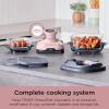 imageNinja Crispi Air Fryer Microwave Freezer ampamp Dishwasher Safe Non Toxic Glass Portable Cooking System 4 QT ampamp 6 Cup Glass Containers with Storage Lids Easy Meals Air Fry Bake Stone FN101STPink