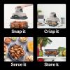 imageNinja Crispi Air Fryer Microwave Freezer ampamp Dishwasher Safe Non Toxic Glass Portable Cooking System 4 QT ampamp 6 Cup Glass Containers with Storage Lids Easy Meals Air Fry Bake Stone FN101STStone