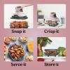 imageNinja Crispi Air Fryer Microwave Freezer ampamp Dishwasher Safe Non Toxic Glass Portable Cooking System 4 QT ampamp 6 Cup Glass Containers with Storage Lids Easy Meals Air Fry Bake Stone FN101STPink