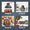 imageNinja Crispi Air Fryer Microwave Freezer ampamp Dishwasher Safe Non Toxic Glass Portable Cooking System 4 QT ampamp 6 Cup Glass Containers with Storage Lids Easy Meals Air Fry Bake Stone FN101STNavy