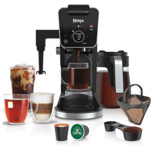 imageNinja  Coffee Maker  DualBrew Single Serve System  4 Brew Styles  Keep Warm Feature ampamp Buit In Frother  14 Cup Glass Carafe ampamp Removable 70oz Water Reservoir  Black  CFP451AFrother  Permanent Filter
