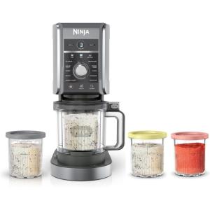 imageNinja CREAMi Deluxe Ice Cream ampamp Frozen Treat Maker Includes 4 FamilySized 24 oz Tubs for Ice Cream Sorbet Milkshakes Frozen Yogurt ampamp More 11in1 XL Capacity Silver11 OneTouch Programs  4 Pints