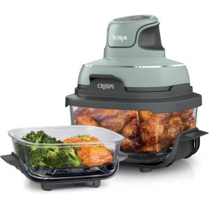 imageNinja Crispi Air Fryer Microwave Freezer ampamp Dishwasher Safe Non Toxic Glass Portable Cooking System 4 QT ampamp 6 Cup Glass Containers with Storage Lids Easy Meals Air Fry Bake Stone FN101STSage