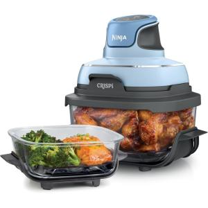imageNinja Crispi Air Fryer Microwave Freezer ampamp Dishwasher Safe Non Toxic Glass Portable Cooking System 4 QT ampamp 6 Cup Glass Containers with Storage Lids Easy Meals Air Fry Bake Stone FN101STPeriwinkle