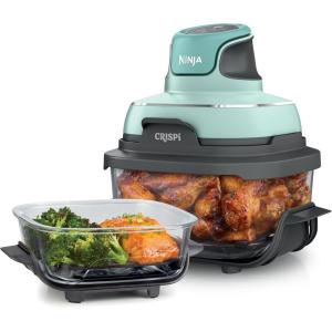 imageNinja Crispi Air Fryer Microwave Freezer ampamp Dishwasher Safe Non Toxic Glass Portable Cooking System 4 QT ampamp 6 Cup Glass Containers with Storage Lids Easy Meals Air Fry Bake Stone FN101STMint