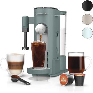 imageNinja Pod ampamp Grounds Specialty XL SingleServe Coffee Maker KCup Pod Compatible Brews Grounds Compact Design BuiltIn Milk Frother 68oz Reservoir 6oz Cup to 24oz Mug Sizes Stone PB055ASTSage Green
