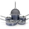 imageNinja Ceramic Pro 11Piece Cookware Set NonStick Pots ampamp Pans Set with Glass Lids Nontoxic PTFE Free Ceramic Coated Oven Safe All Stovetops ampamp Induction Compatible Midnight Blue CW39011MMMidnight Blue
