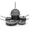 imageNinja Ceramic Pro 11Piece Cookware Set NonStick Pots ampamp Pans Set with Glass Lids Nontoxic PTFE Free Ceramic Coated Oven Safe All Stovetops ampamp Induction Compatible Midnight Blue CW39011MMBlack