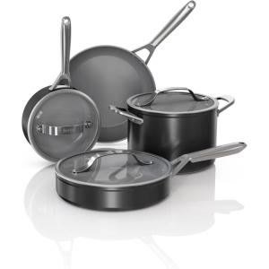 imageNinja Ceramic Pro 11Piece Cookware Set NonStick Pots ampamp Pans Set with Glass Lids Nontoxic PTFE Free Ceramic Coated Oven Safe All Stovetops ampamp Induction Compatible Midnight Blue CW39011MMBlack