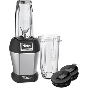 imageNinja Nutri Pro Compact Personal Blender with 18 Oz and 24 Oz To Go Cups in a Black and Silver Finish